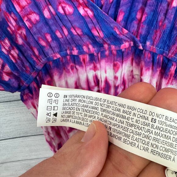 Forever 21 Plus Size Purple & Pink Tie Dye V-Neck Lightweight Dress Size 3X - Picture 7 of 9